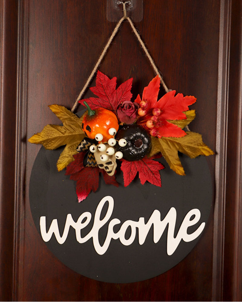 

Halloween Door Hanging Wooden Sign For Home Outdoor Haunted House Halloween Ornament, Style1