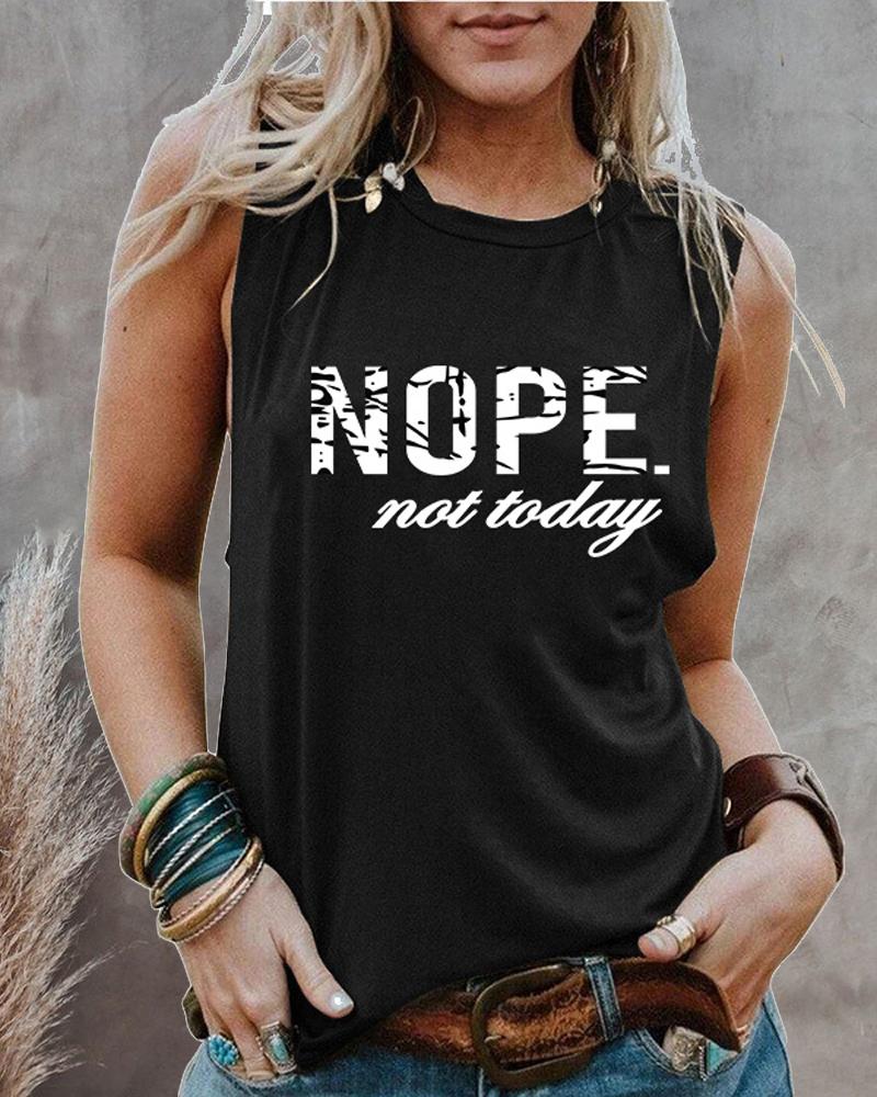 

Letter Print Casual Tank Top, Black