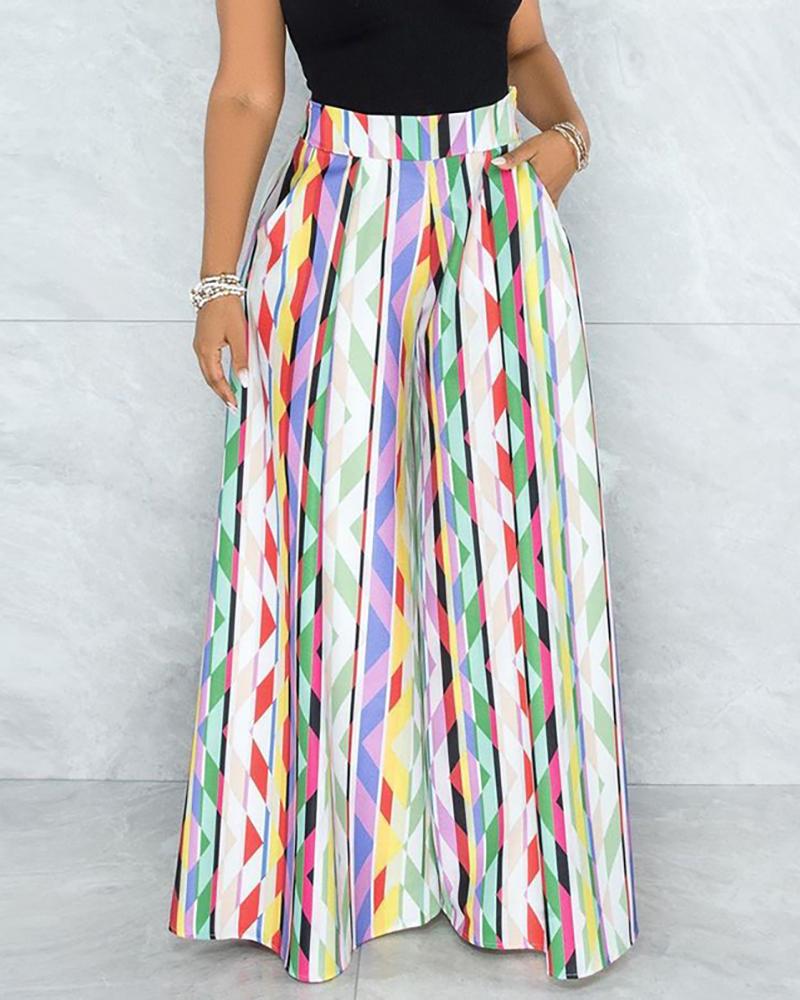 

Polkadot / Letter / Colorblock / Floral Print Wide Leg Pants, Style4