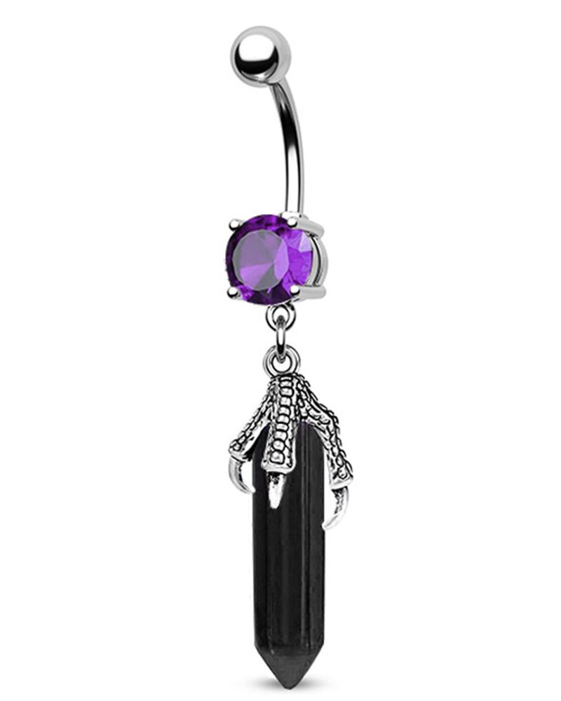 

1pc Crystal Stone Ghost Hands Hexagon Drop Belly Ring, Style6