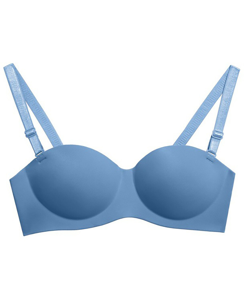 

Push Up Breathable Seamless Plain Bralette, Blue