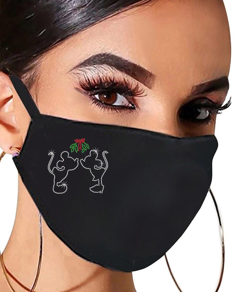 

Christmas Pattern Studded Filter Breathable Face Mask, Style3