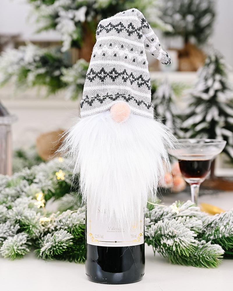 

1pc Christmas Gnome Wine Bottle Cover Champagne Wine Bottle Cap Topper Holiday Christmas Decoration Party Ornament, Style3