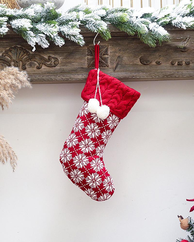 

1pc Christmas Stocking Cable Knit Hanging Stocking Christmas Tree Decoration Ornament Decoration Spoon Fork Bag Party Supplies, Style5