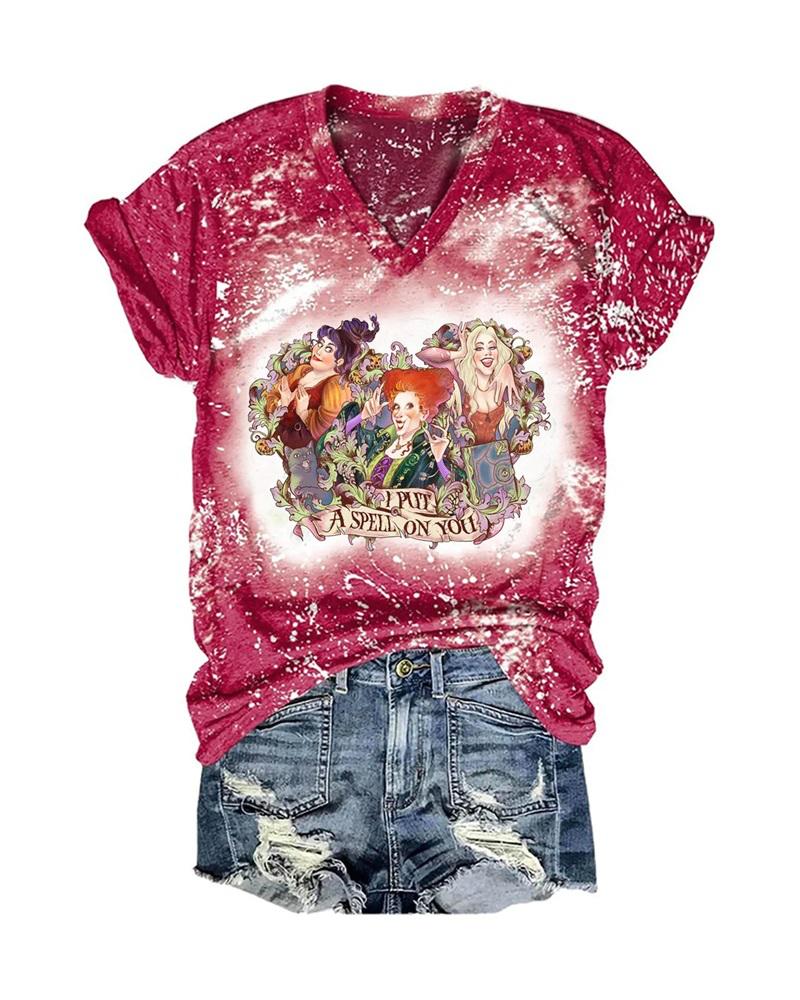 

Halloween Figure Print Casual T-shirt, Red