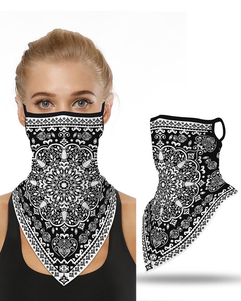 

Print Breathable Ear Loop Face Cover Windproof Motorcycling Dust Outdoors, Black