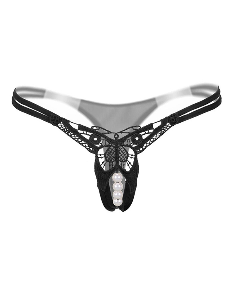 

Guipure Lace Beaded Thong, Style7