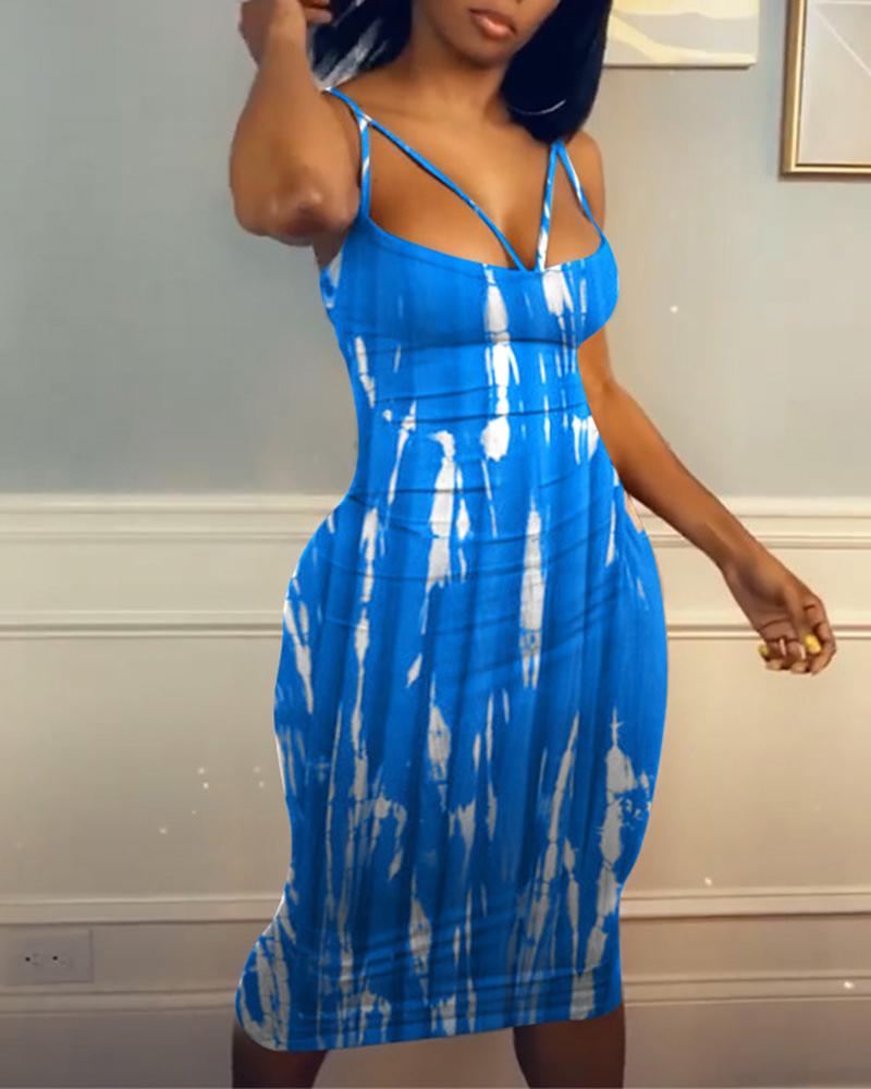 

Tie Dye Cami Bodycon Dress, Blue