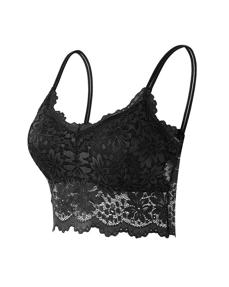 

Spaghetti Strap Lace Bralette, Black