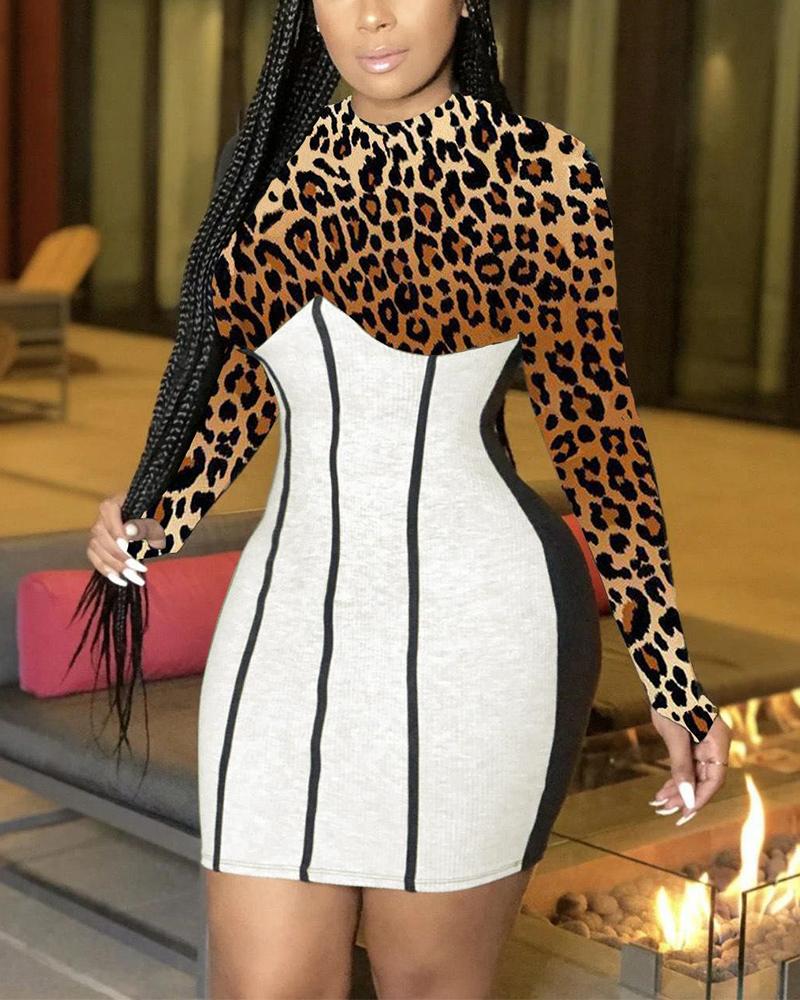 

Leopard Patchwork Skinny Mini Dress