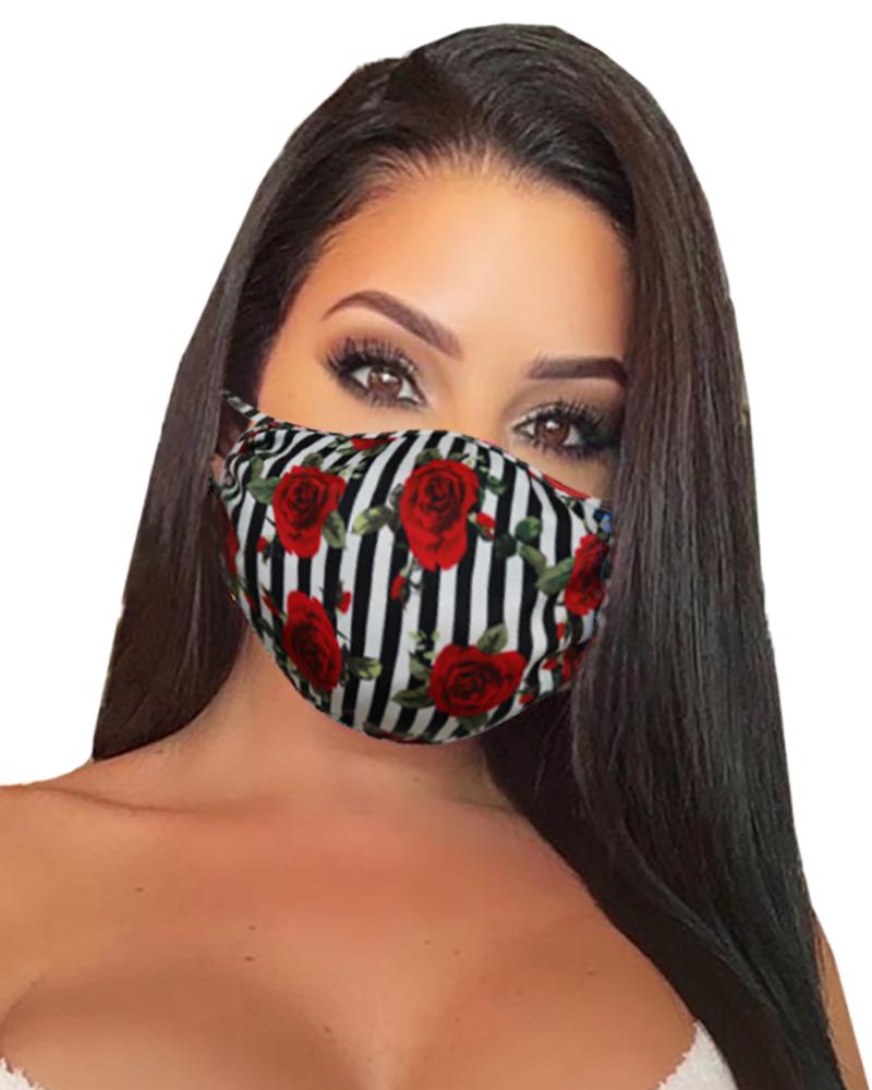 

Floral Print Breathable Mouth Mask Washable And Reusable, Red