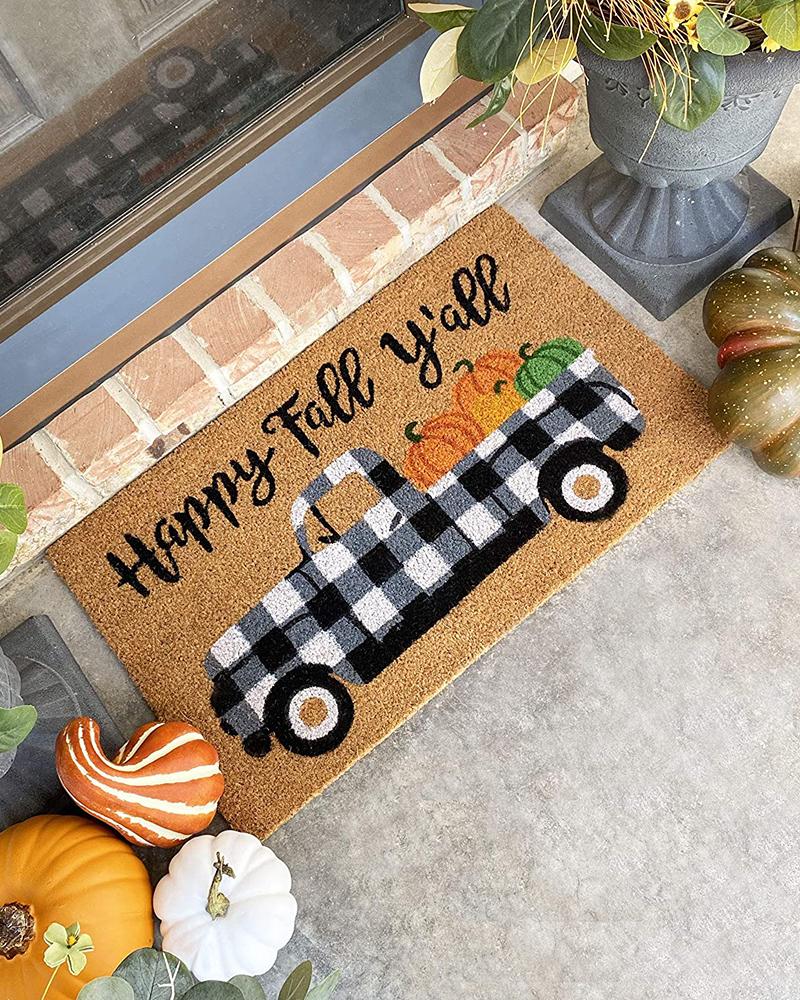 

Home Fashions Farmhouse Living Happy Fall Y'all Outdoor Coir Doormat for Entryway/Front Door/Porch, Style1