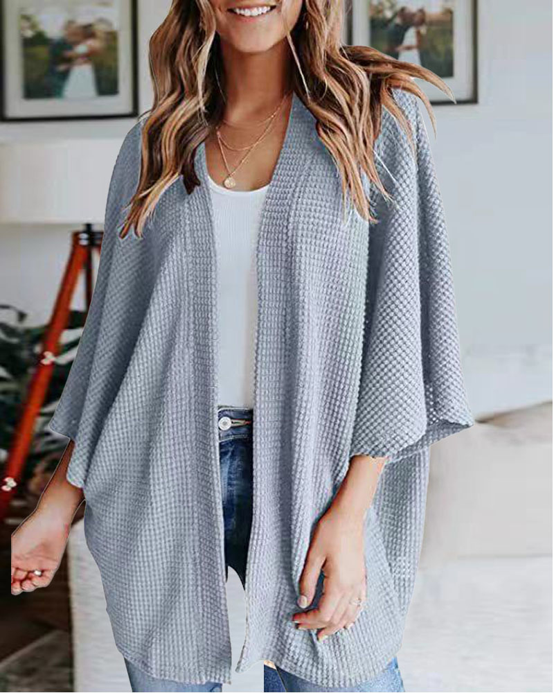 

Bell Sleeve Open Front Cardigan, Lighted blue