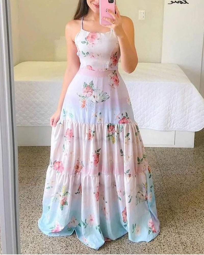 

Floral Print Ombre Cami Maxi Dress, Multicolor