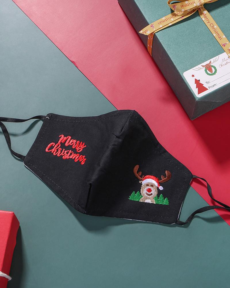 

Christmas Pattern Embroidery Face Mask With Filter For Adult, Style2