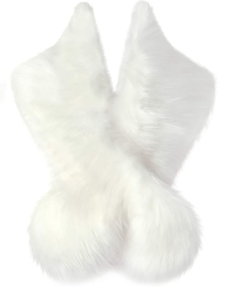 

Sleeveless Cape Design Faux Fur Coat, White