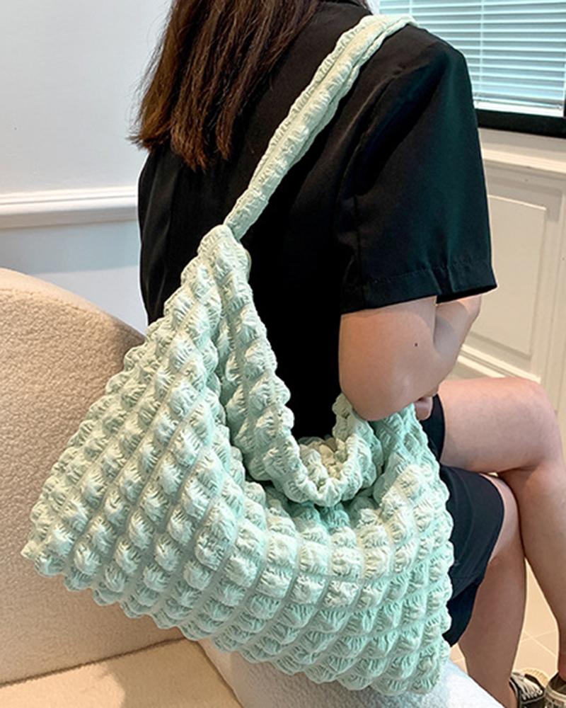 

Large Capacity Bubble Textured Tote Bag, Green