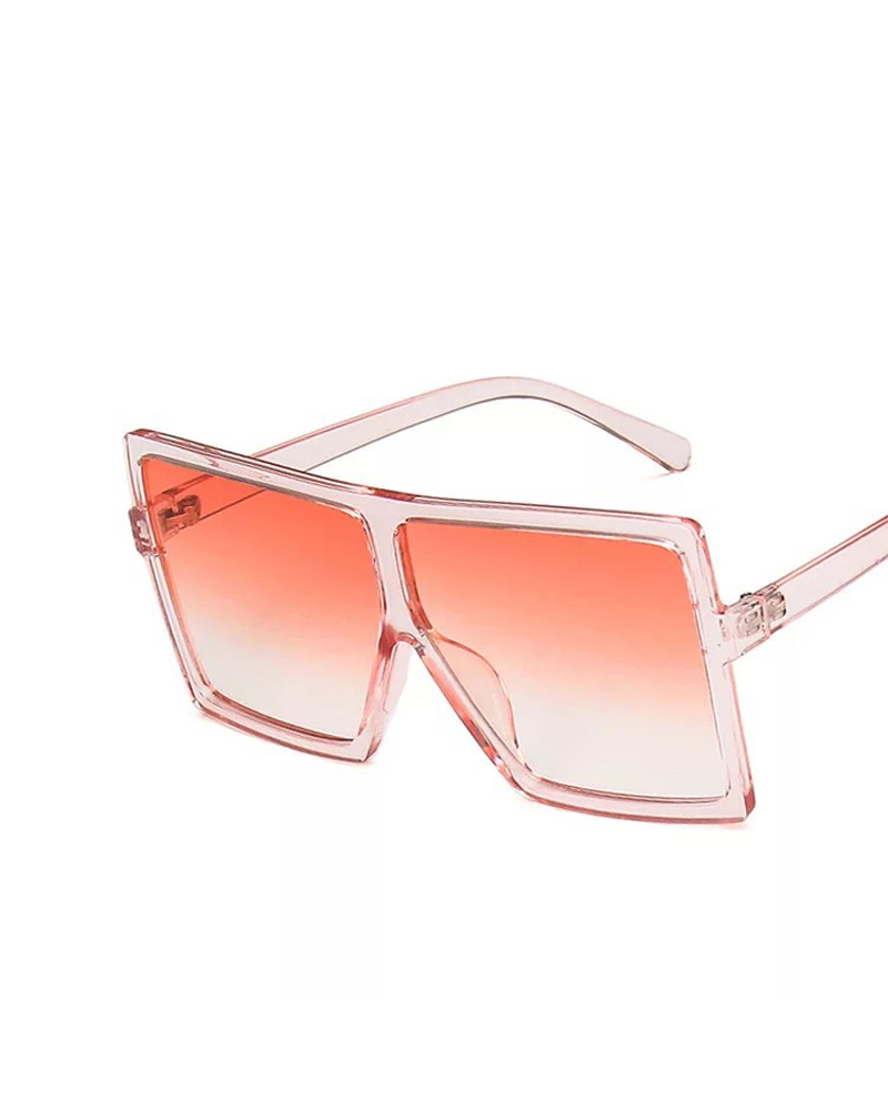 

1Pair Ombre Lens Flat Top Fashion Sunglasses, Pink