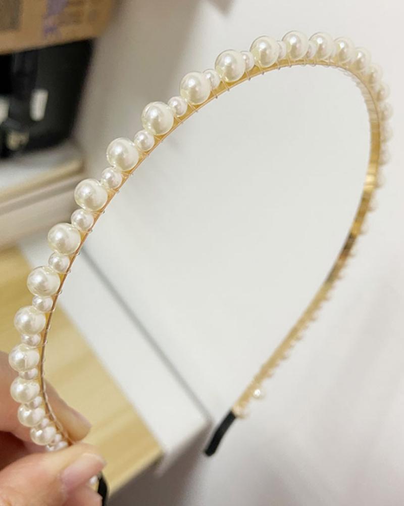 

1pc Faux Pearls Decor Hair Hoop, Style2