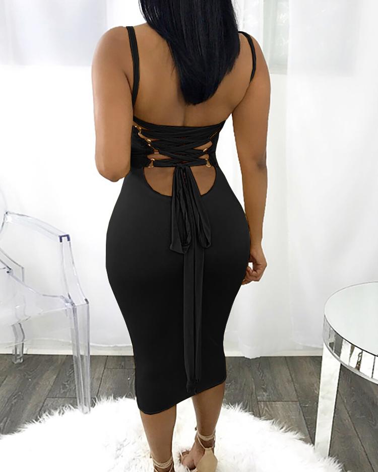 

DressSexy Bandage Strappy Back Bodycon, Black