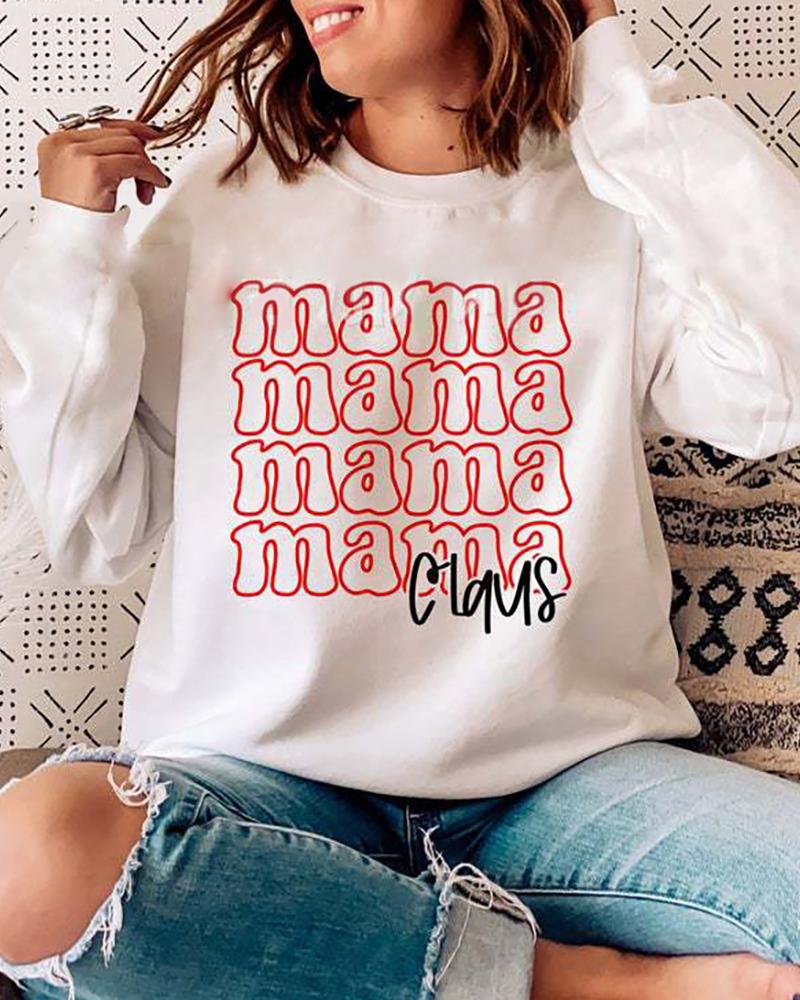 

Mother' Day Letter Print Long Sleeve Sweatshirt, White