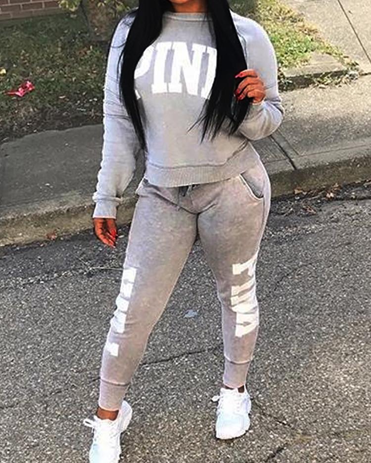 

Fashion Hot Stamping Pant Sets Tracksuits, Gray