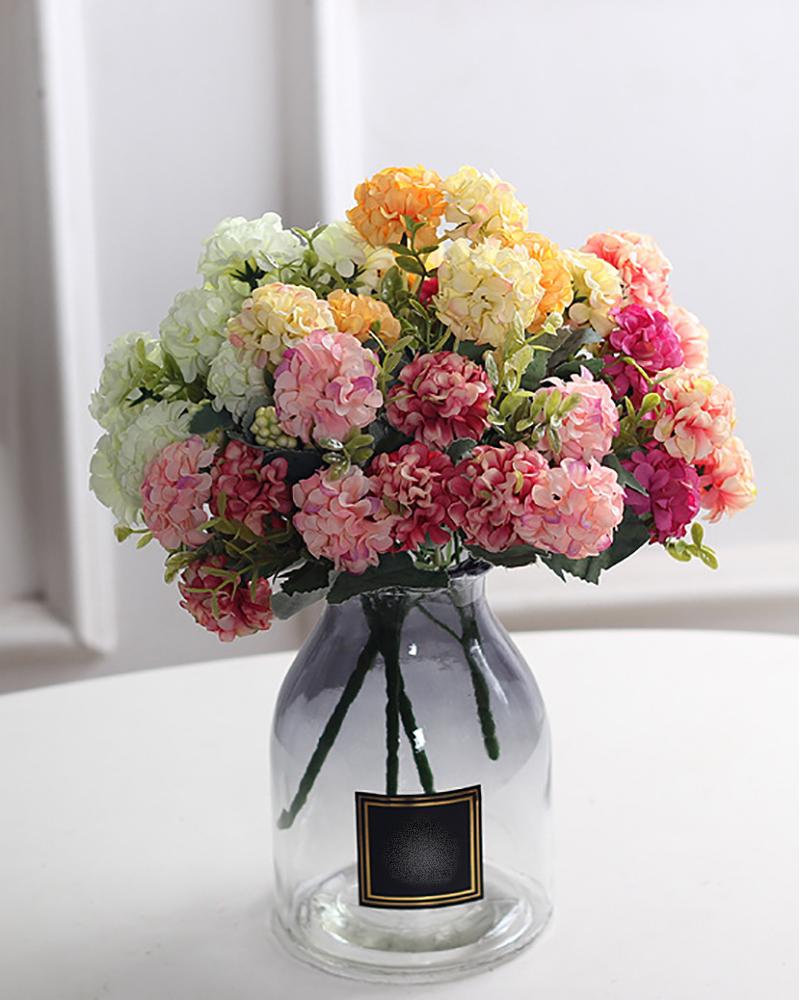 

Hydrangea Silk Flowers Heads Pack of 10 Full Hydrangea Flowers Artificial with Stems for Wedding Home Party Shop Baby Shower Decoration, Blue