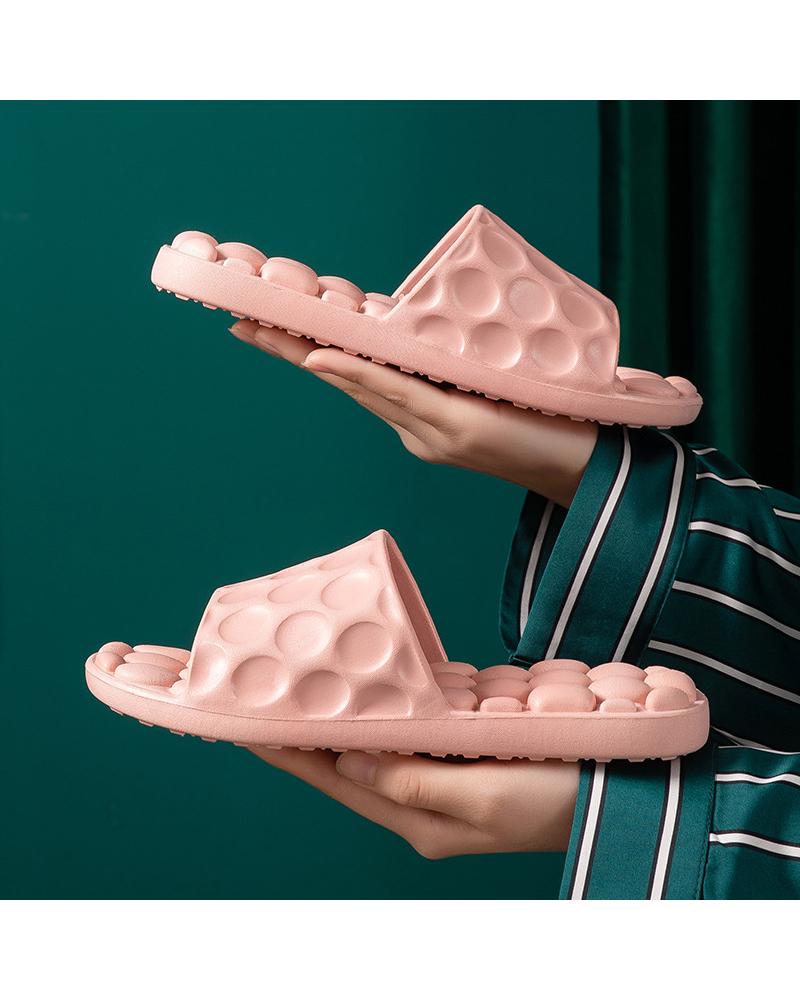 

Solid Open-toe Flat Slippers, Pink