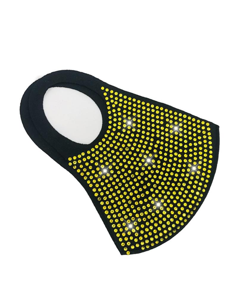 

Studded Colorblock Ear Loop Breathable Mouth Mask Reusable, Gold