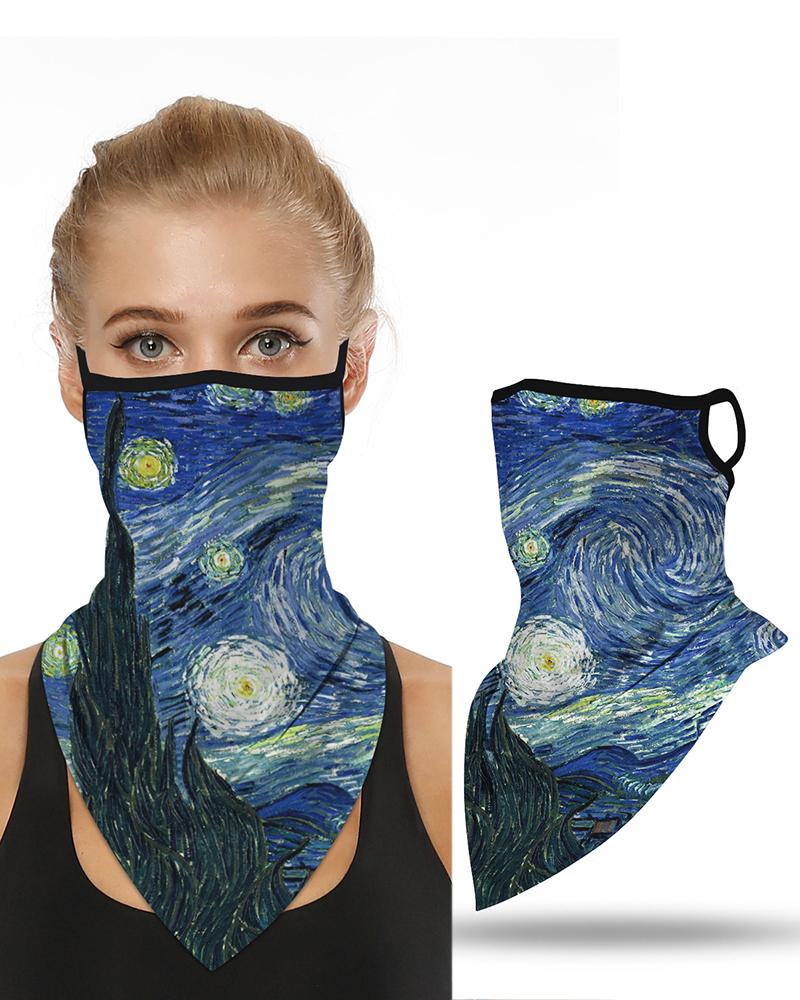 

Print Breathable Ear Loop Face Cover Windproof Motorcycling Dust Outdoors, Blue