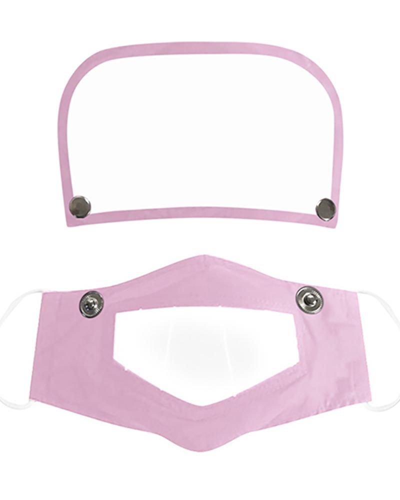 

Face Mask With Clear Window Visible Expression For Lip Reading With Eyes Shield, Pink