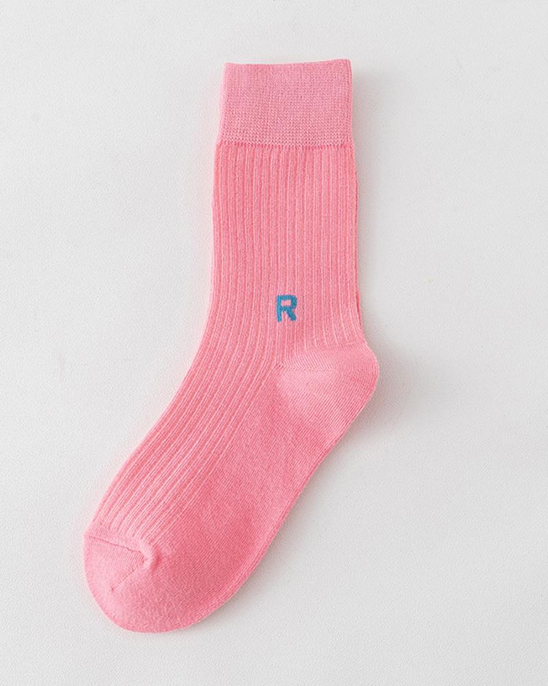 

1Pair Letter Pattern Warm Socks, Pink
