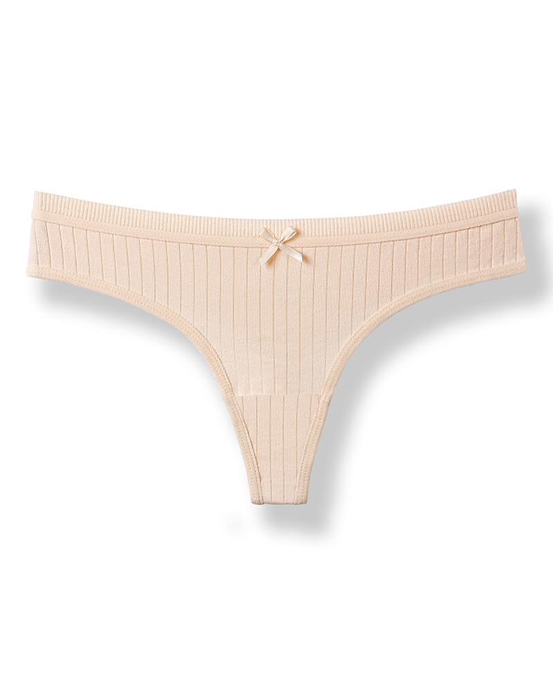

Splicing Bow Low Waist Skinny Panties, Apricot