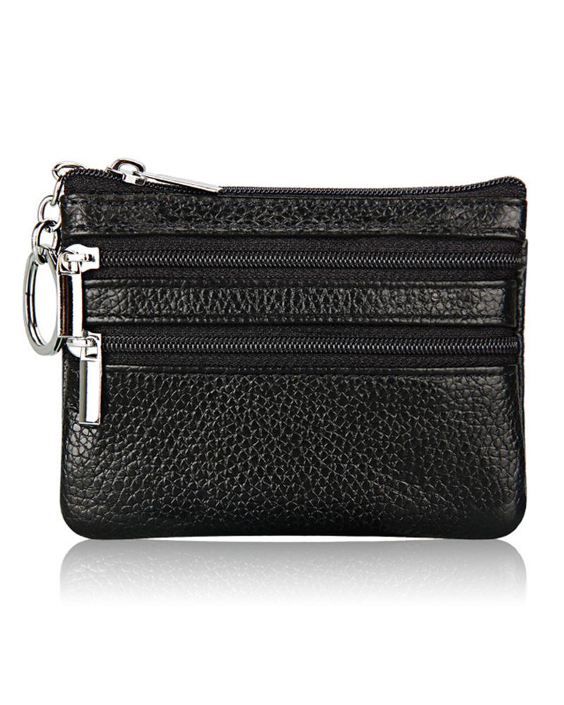 

Women's Leather Zipper Design Wallet Purse, Black