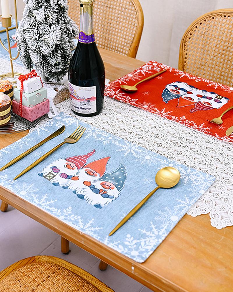 

Set Christmas Placemats Xmas Table Mats Seasonal Winter Holiday Christmas Kitchen Dining Table Decorations Party Supplies, Gray