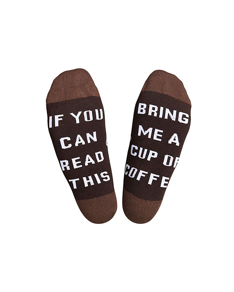 

Men Letter Graphic Print Colorblock Socks, Coffee