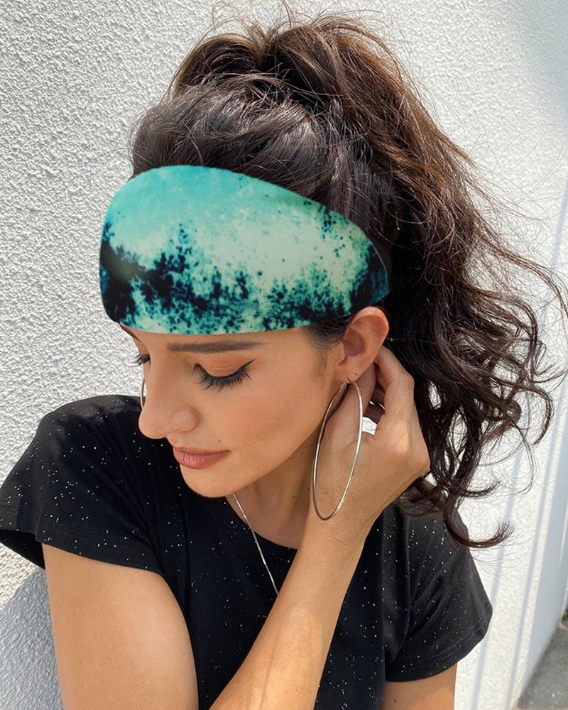 

Tie Dye Print Yoga Running Headwraps Hair Band, Green