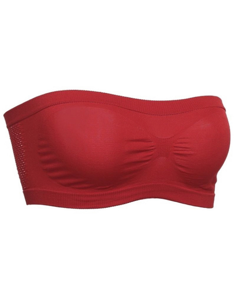 

Mesh Breathable Anti-glare Strapless Bralette, Red