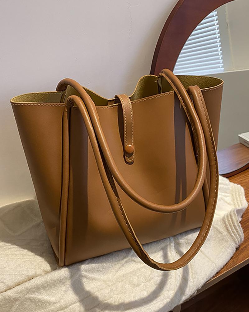 

Plain Tote Bag With Handbag, Khaki