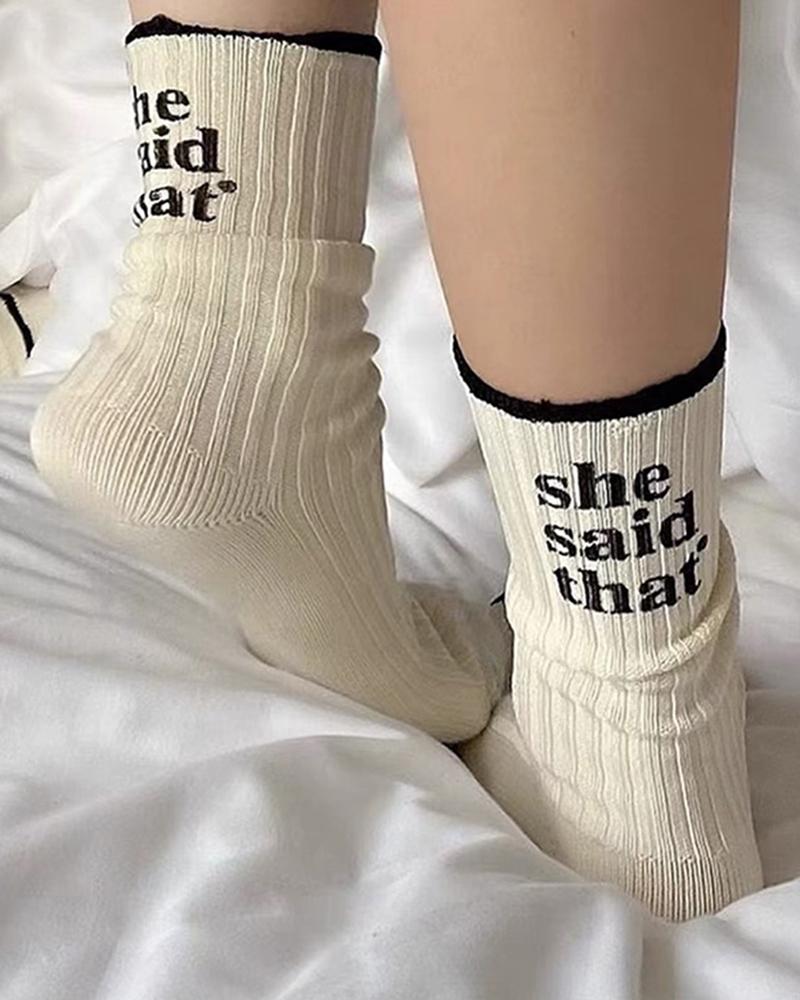 

She Said That Knit Crew Socks, Black