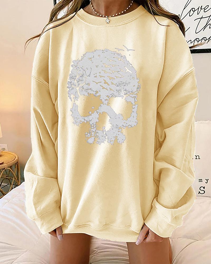 

Halloween Graphic Print Long Sleeve Top, Apricot