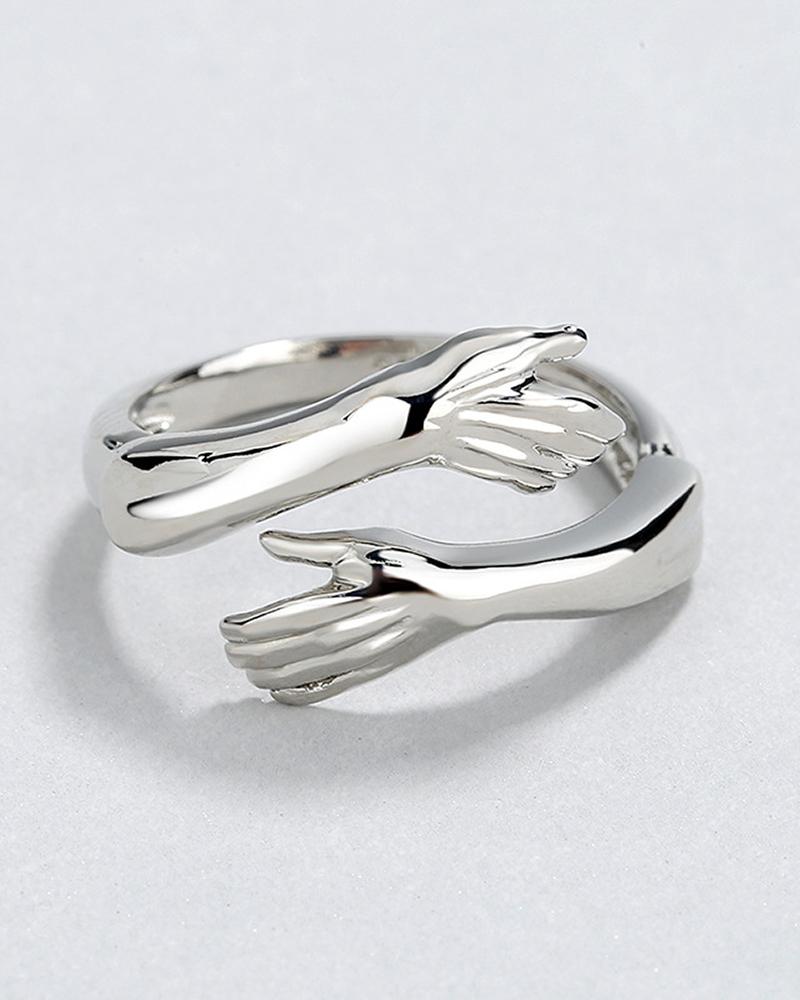 

Hug Shaped Finger Ring, Silver