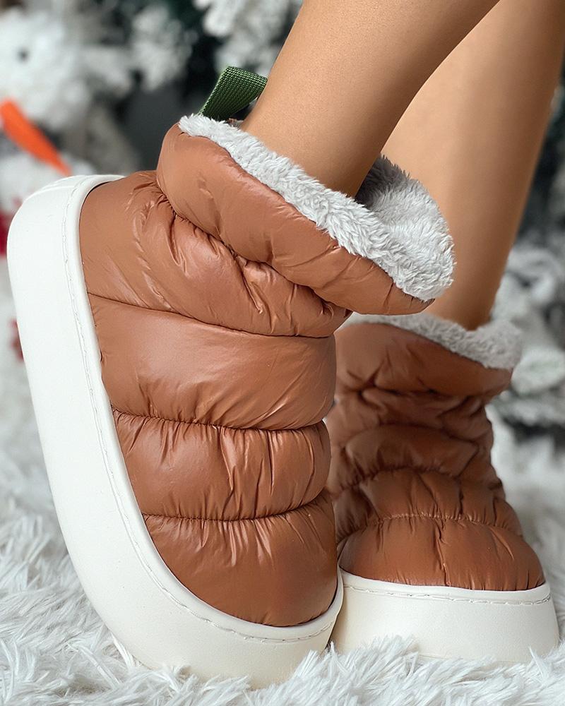 

Quilted Lined Puffer Boots, Brown