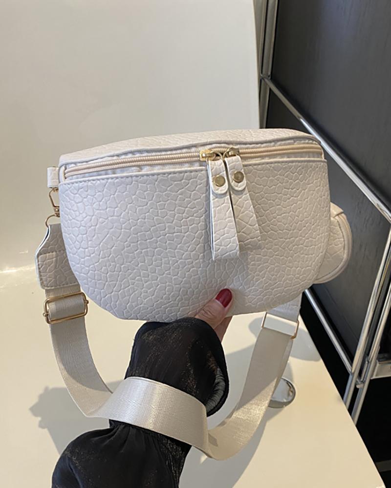 

Zipper Design Crossbody Bag With Coin Purse, Beige