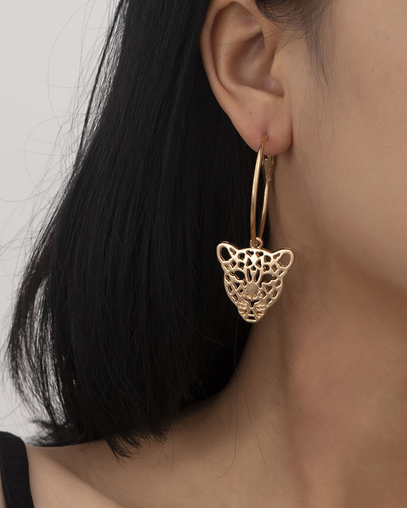 

Cheetah Pattern O-ring Drop Earring, Gold