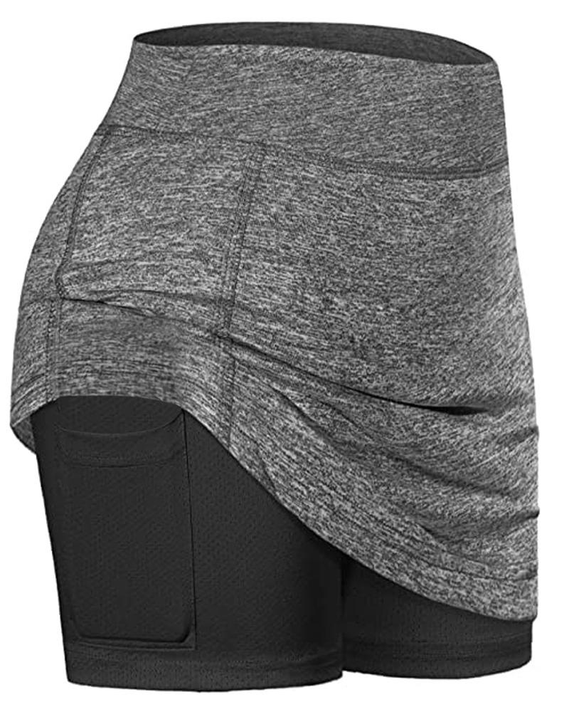 

Pocket Design Active Skorts Fitness Workout High Waist Yoga Skorts, Gray