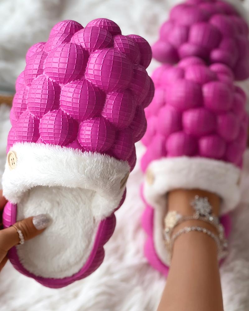 

Lined Bubble Slides Slippers, Hot pink