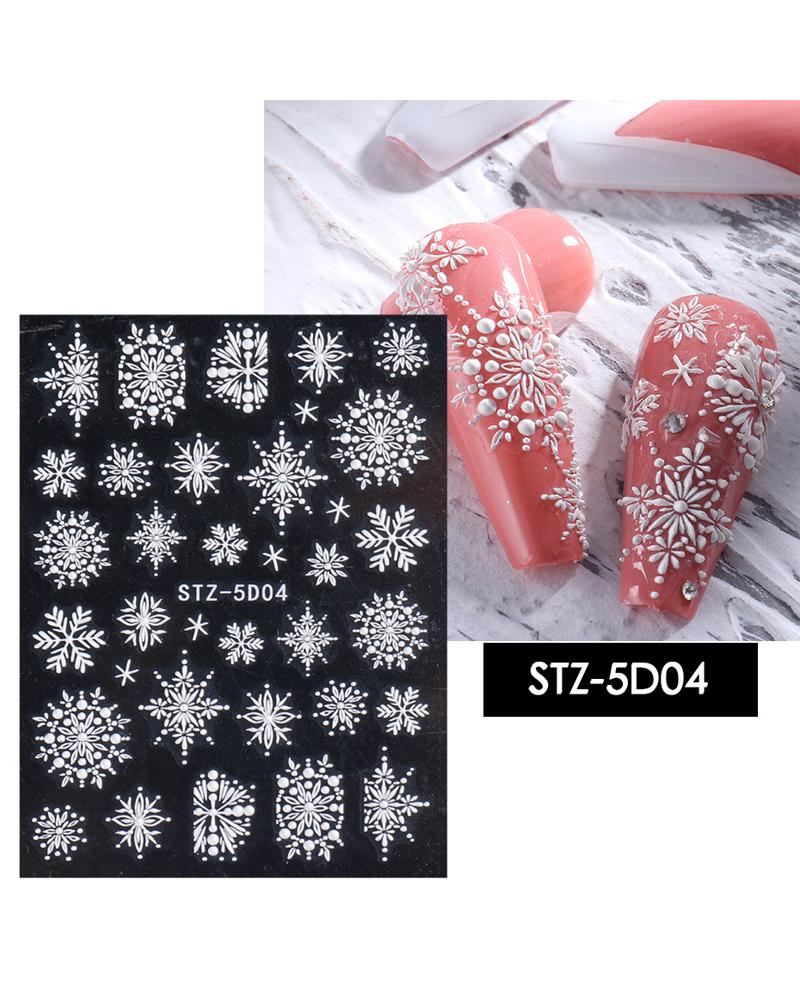 

1Sheet Christmas 5D Snowflake Nail Art Stickers, Style4