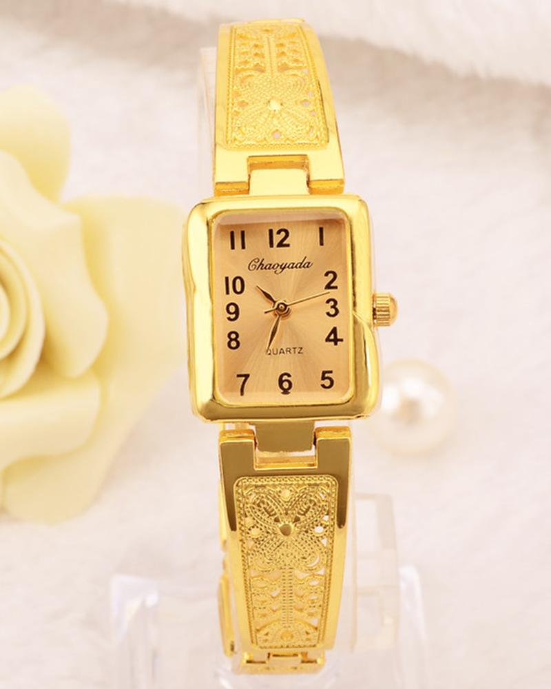 

Hollow Sophisticated Stylish Bangle Quartz Watch, Gold