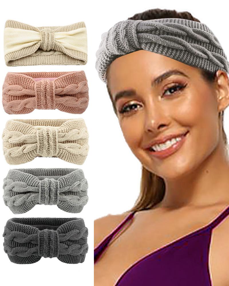 

1pc Winter Ear Warmer Fleece Lined Headband Crochet Cable Knit Head Wrap Ear Band Cover Christmas Gift, Gray